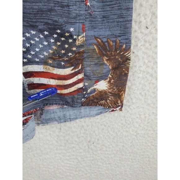 Magellan Outdoors Shirt Mens 2XL Blue Red Patriotic American Flag Bald Eagle SS - Picture 7 of 10